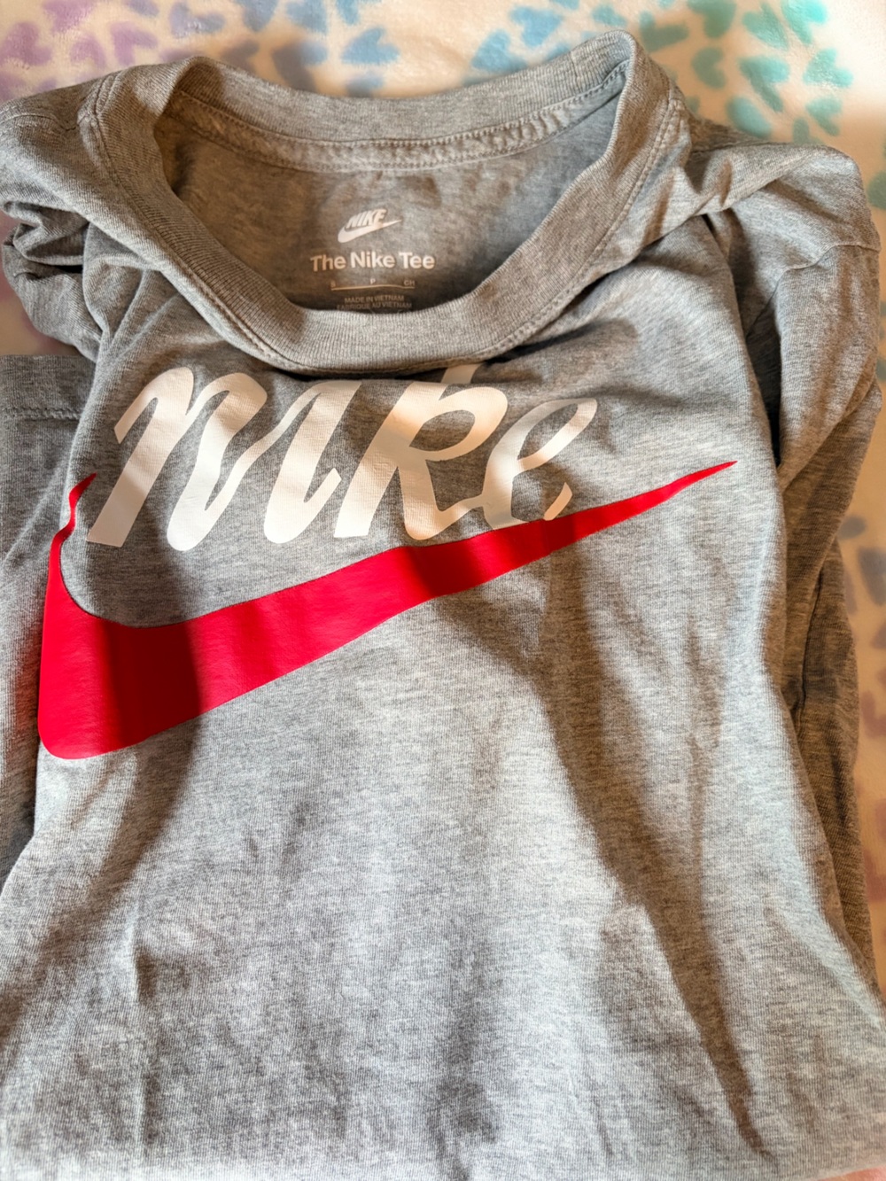 Nike Gray Crewneck with Bright Red Swoosh and White Script